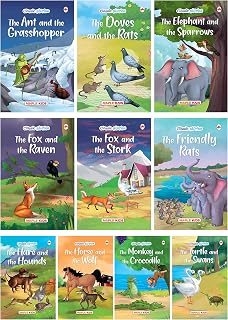 Maple Press Kids Story Books Set of 10 Illustrated Classic Moral Stories with Colorful Pictures - Bedtime Read Aloud Ages 3-10