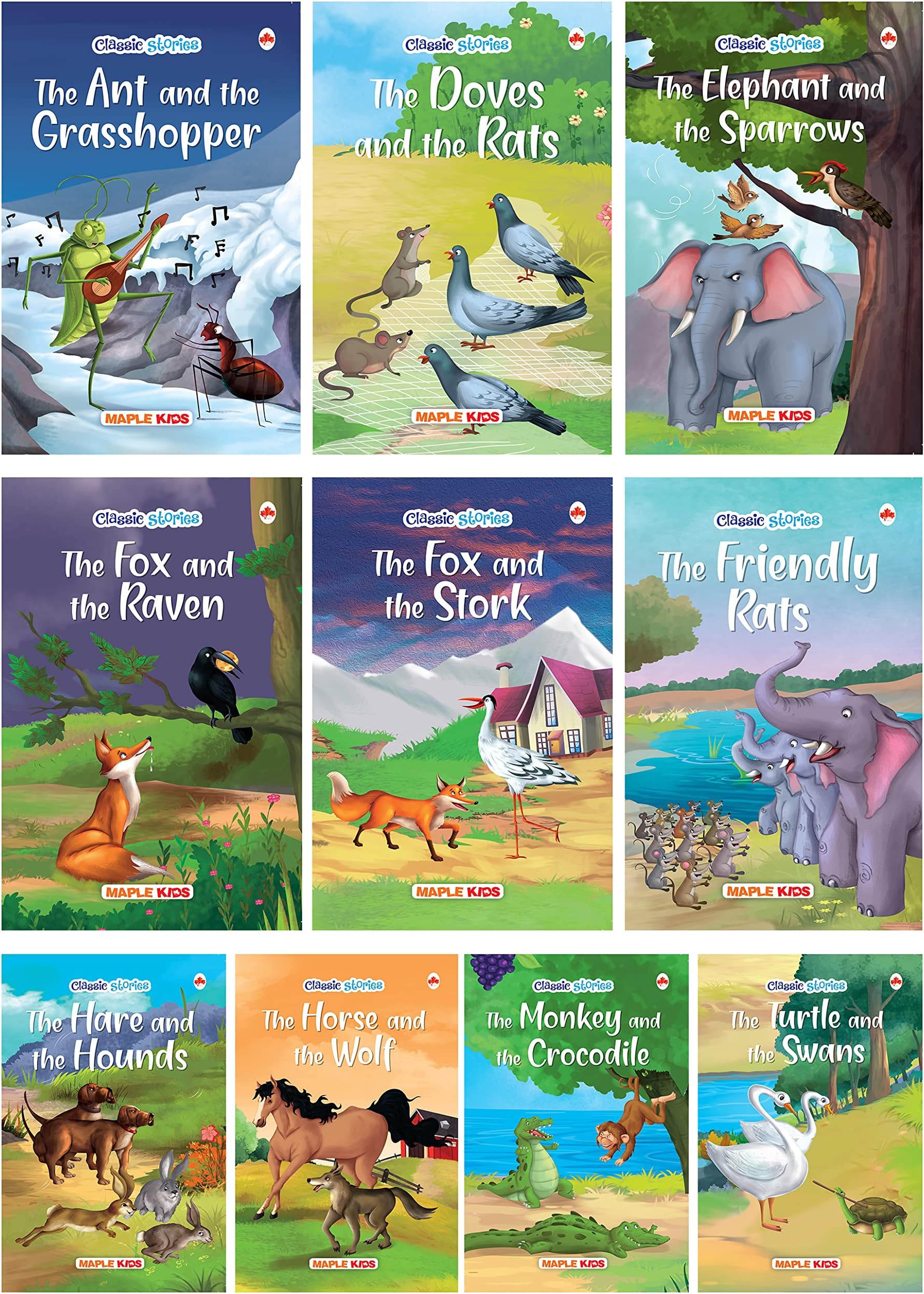 Story Books for Kids - Classic Stories (Illustrated) (Set of 10 Books) - Moral Stories - English Short Stories with Colourful Pictures - Bedtime Children Story Book - 3 Years to 10 Years Old Children - Read Aloud to Infants, Toddlers