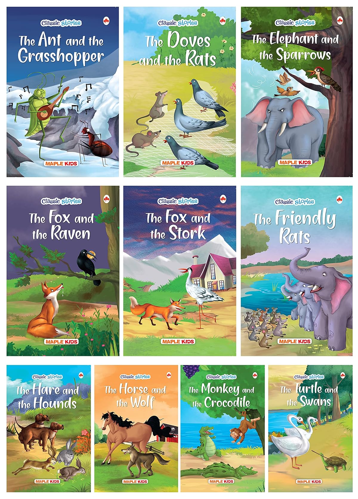 Story Books for Kids - Classic Stories (Illustrated) (Set of 10 Books) - Moral