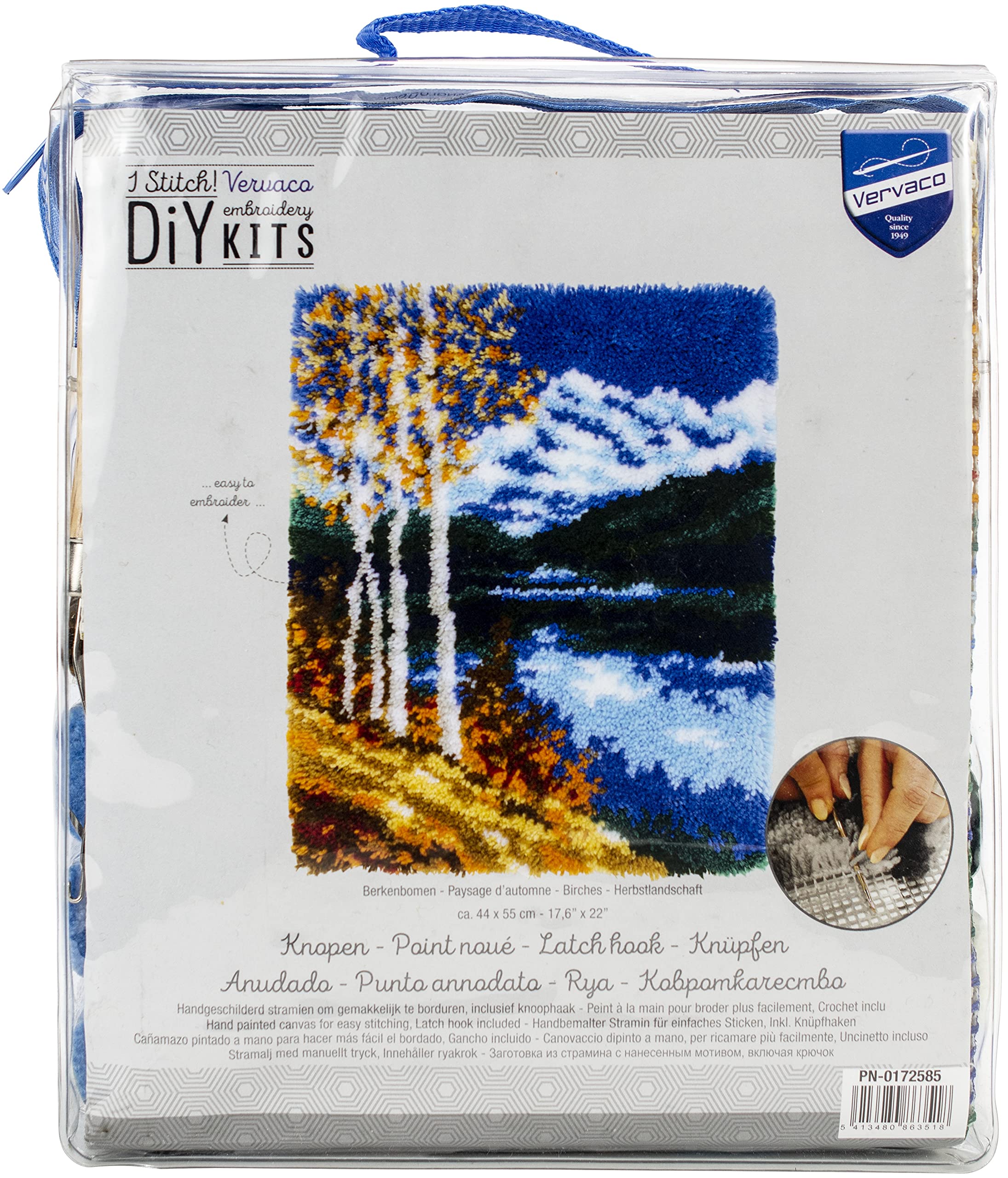 VERVACO Latch Hook Kit Per Tappetto BETULLE Kit Gancio Di Chiusura Tappeto ca. 44 x 55 cm Set Ricamo Principianti Casa Decorazioni Attività Creative Adulti Hobby Rilassanti