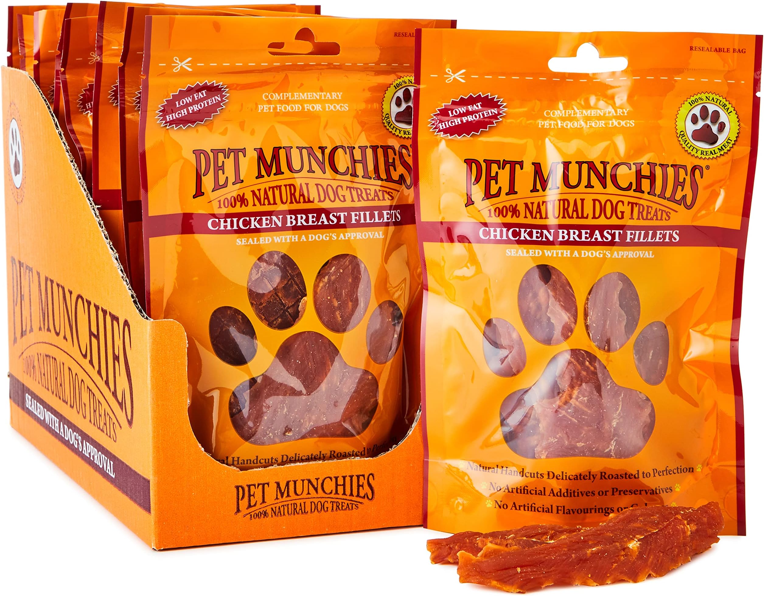 Chicken Breast Fillets Dog Treats, Premium Dog Chews with Natural Real Meat, Low in Fat and Grain Free 100g (Pack of 8)