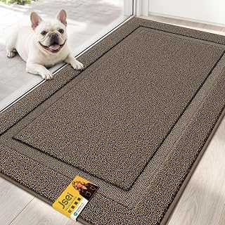 JSEI Dirt Trapper Door Mat 24" x 36", Doormat Non-Slip, Light Brown