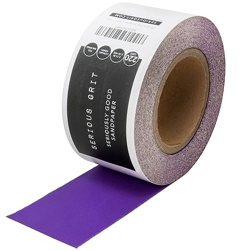 Rollo de papel de lija PSA de grano de cerámica de grano 220 - Rollo de lijado adhesivo de alta resistencia - Papel de lija continuo de 2.75