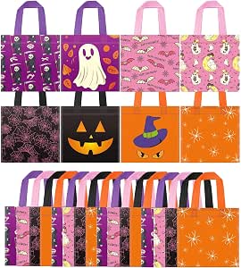 24 Pack Halloween Treat Bags for Kids, Candy Party Favors, Trick or Treat