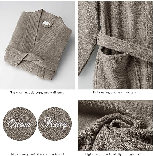 Miniatura 5 de AW BRIDAL 2Pcs Terry Cloth Robes for Women Men 100% Cotton Kimono Spa Robe Couples Wedding Anniversary Engagement Gifts