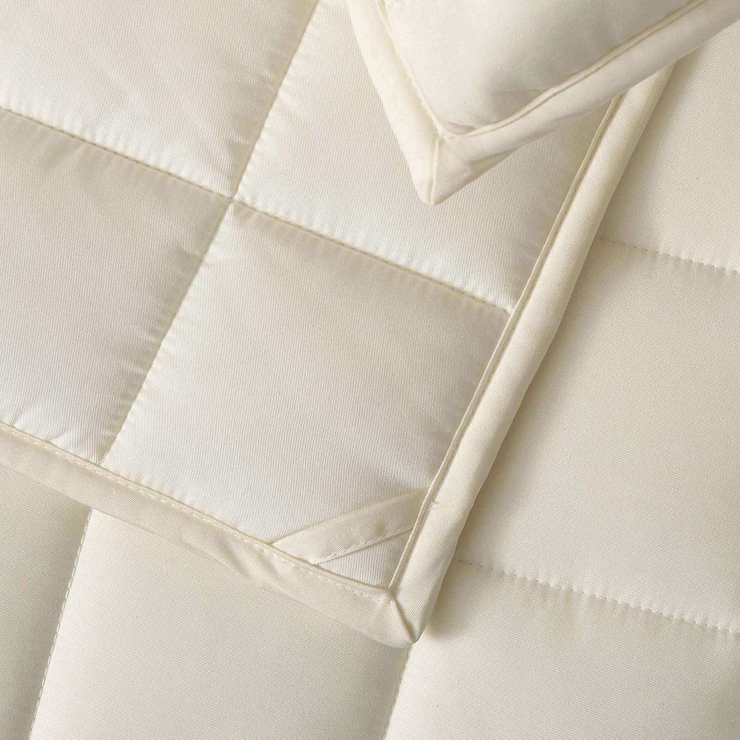 100% Viscose Derived from Bamboo Comforter,Full/Queen Cooling Quilt Set,3-Piece All Season Bedding with 4-Inch Box Stitching,Breathable Duvet Insert with Corner Loops, Ivory White