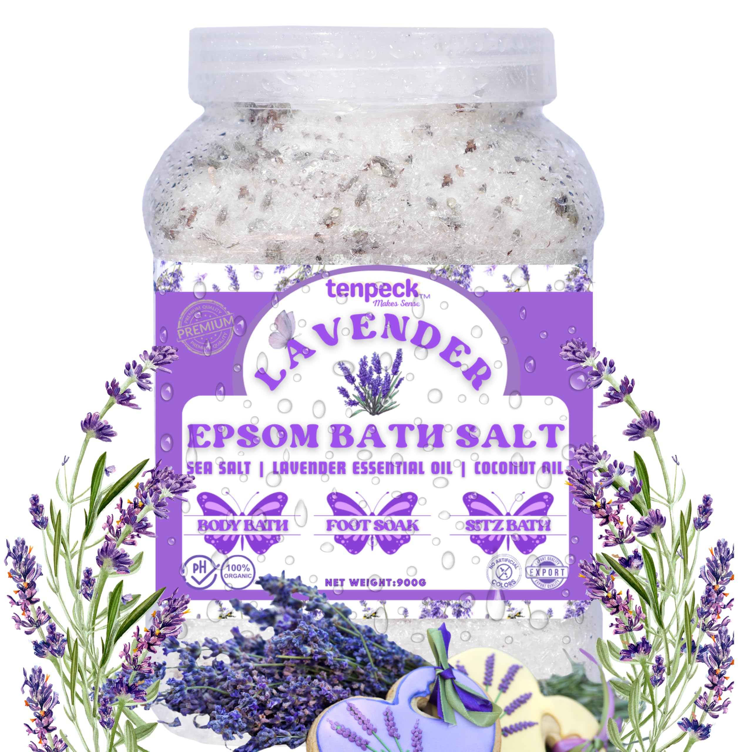 Tenpeck™ Premium Lavender Epsom Salt For Body Bath, Foot Soak