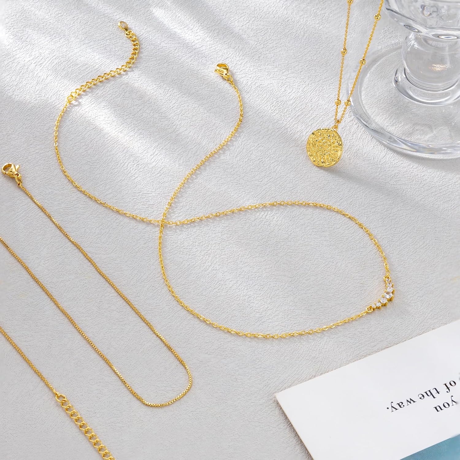 CHESKY Layered Gold Necklaces for Women Trendy, Dainty 14K Gold Plated CZ Pendant Necklace Stackble Necklace Gold Jewelry Set for Women Gifts - Image 7