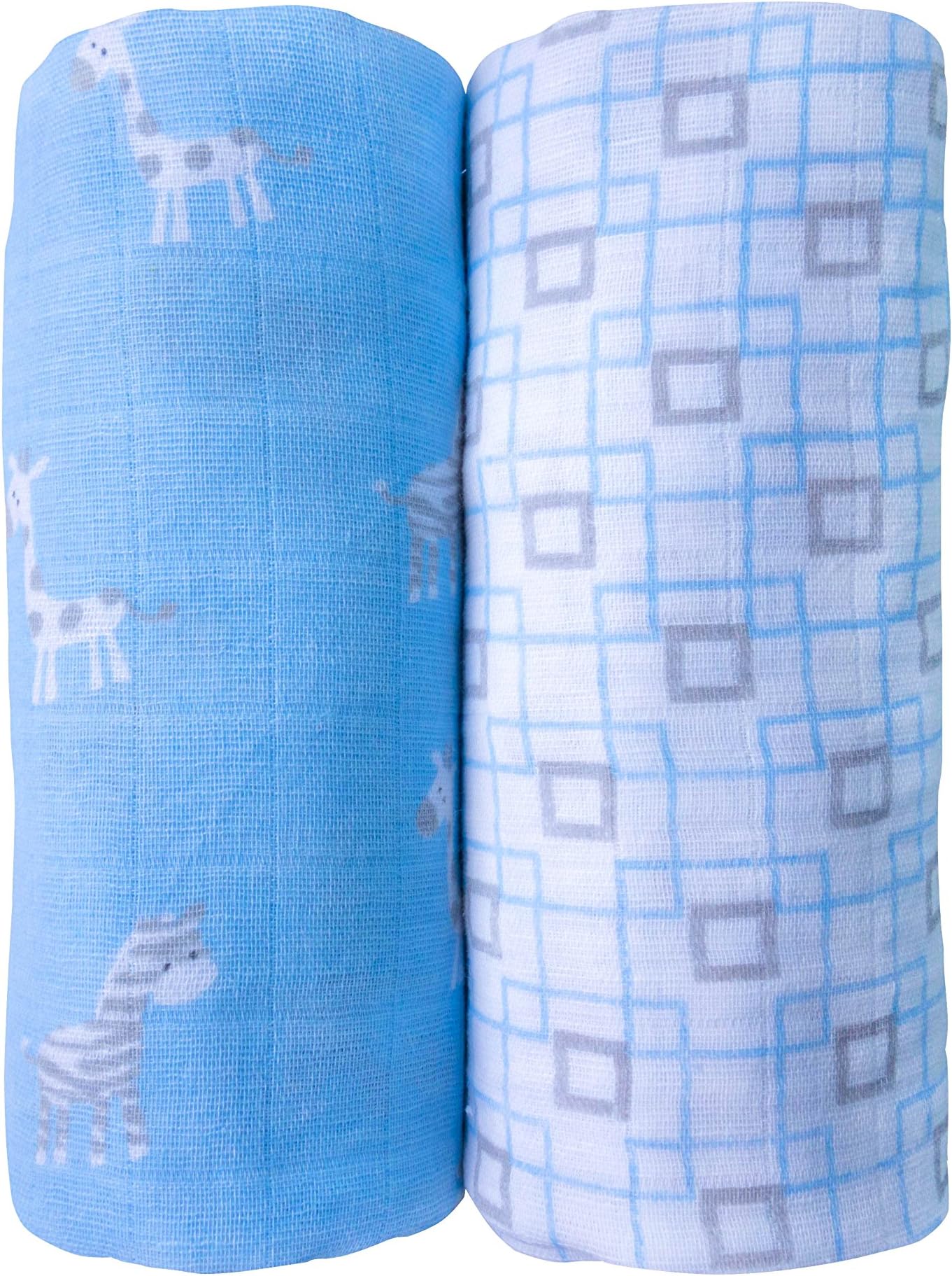 Baby Muslin Swaddle Blankets for Boys 100% Cotton Burp Swaddler Receiving Blankets (2 Pack)