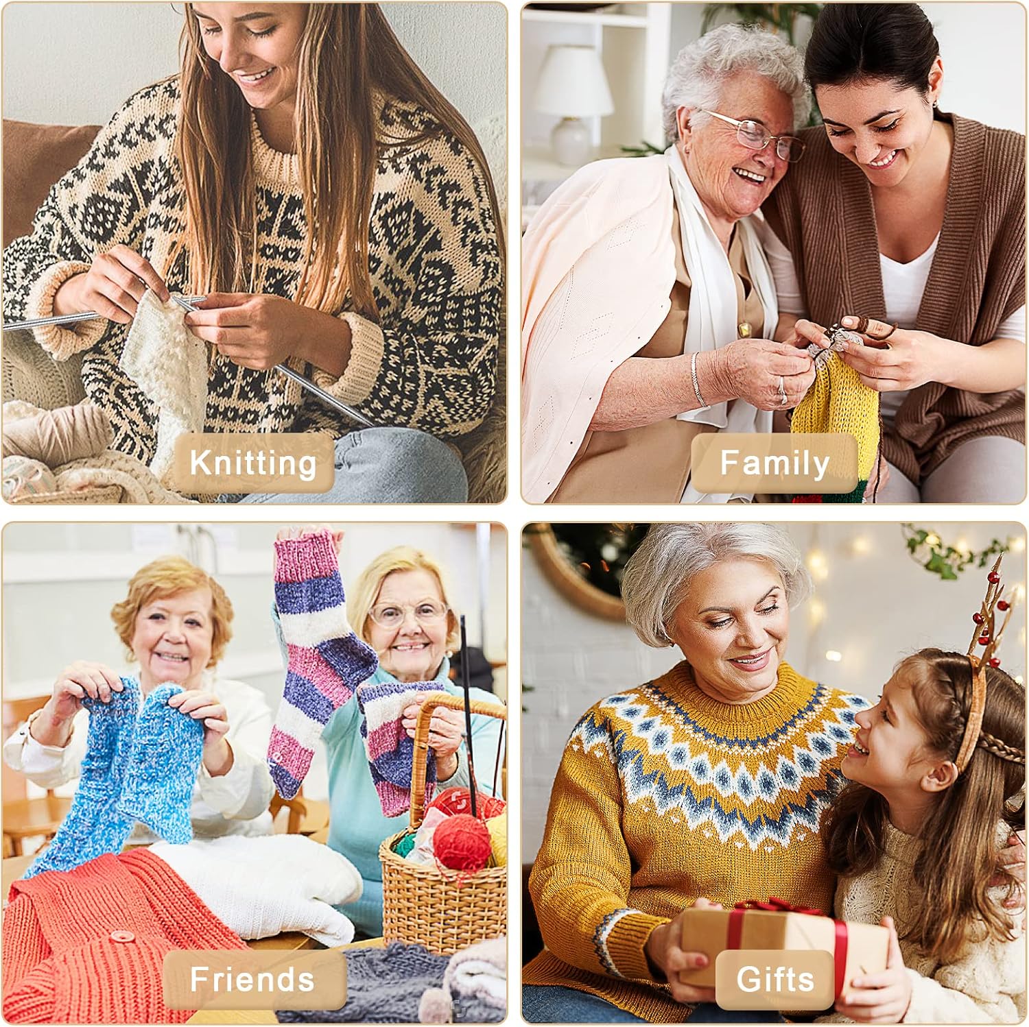 Aeelike 55pcs Double Pointed Knitting Needles - Short Knitting Needles Set Straight Knitting Needles Double Pointed for Beginners - 11 Sizes Stainless Steel Metal Knitting Needle Sets 2mm to 6.5mm