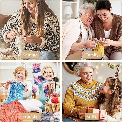 Miniatura 7 de Aeelike 55 agujas de tejer de doble punta, juego de agujas de tejer cortas, agujas de tejer rectas de doble punta para principiantes, juego de