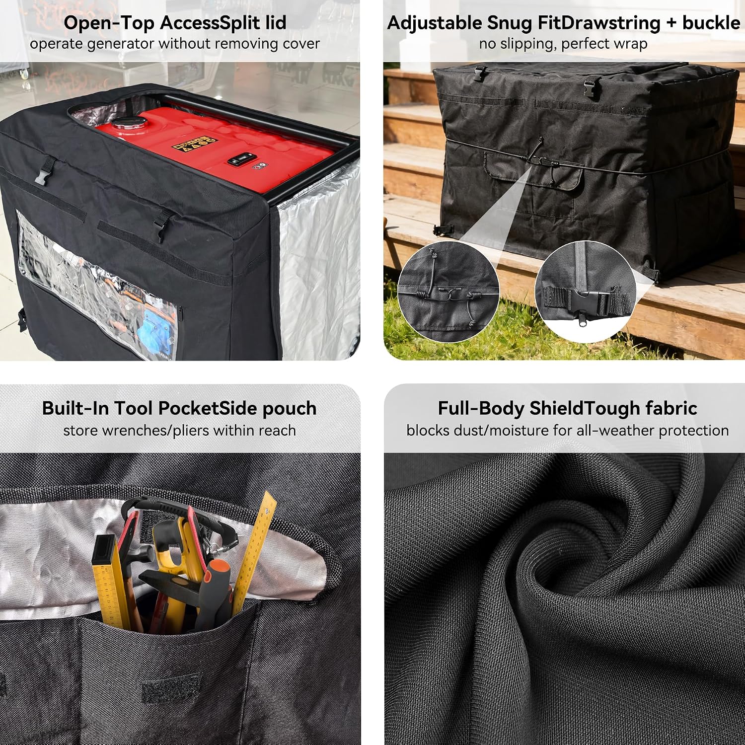 32"L x 24"W x 24"H Generator Tent Cover While Running Heavy Duty Outdoor Generator Covers Shed for Most Generators Up to 15,000 Watt Outside,All-Weather Protection,Black