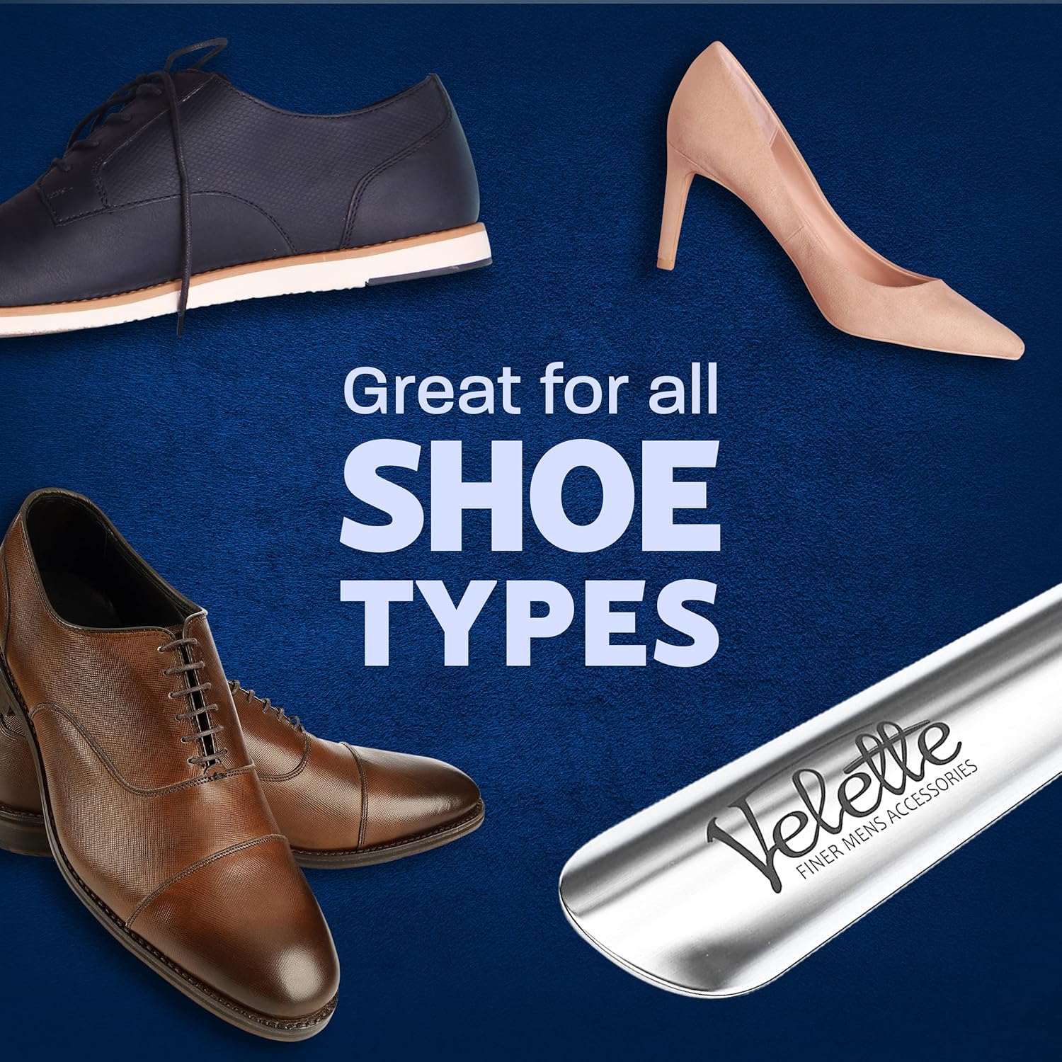 Vista 4 de Velette Metal Shoe Horn - Shoe Horns for Seniors, Men, Women and Kids - Shoehorn Helper for Boots and Shoes