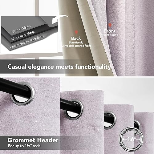 Miniatura 5 de Deconovo Cortinas opacas para ventanas de dormitorio 84, cortinas rosas, cortinas opacas de 84 pulgadas de largo, juego de 2 paneles, cortinas de