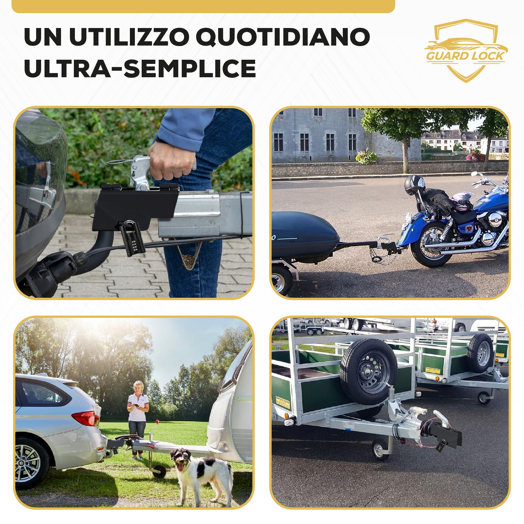 Antifurto Universale Per Rimorchio Robusto - Blocco di Sicurezza Resistente con Copertura a Sfera - Compatibile con Tutti i tipi di Rimorchi