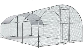 Betterhood Large Walk-in Metal Chicken Run Coop 9x19x6.5ft - Heavy Duty Galvanized with UV Waterproof Cover for Chickens Ducks Rabbits