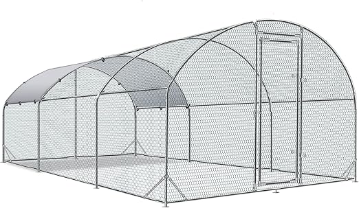 Large Metal Chicken Coop Upgrade Tri-Supporting Wire Mesh Chicken Run,Chicken Pen with Water-Resident and Anti-UV Cover,Duck Rabbit House Outdoor(9'W x 19'L x 6.5'H)