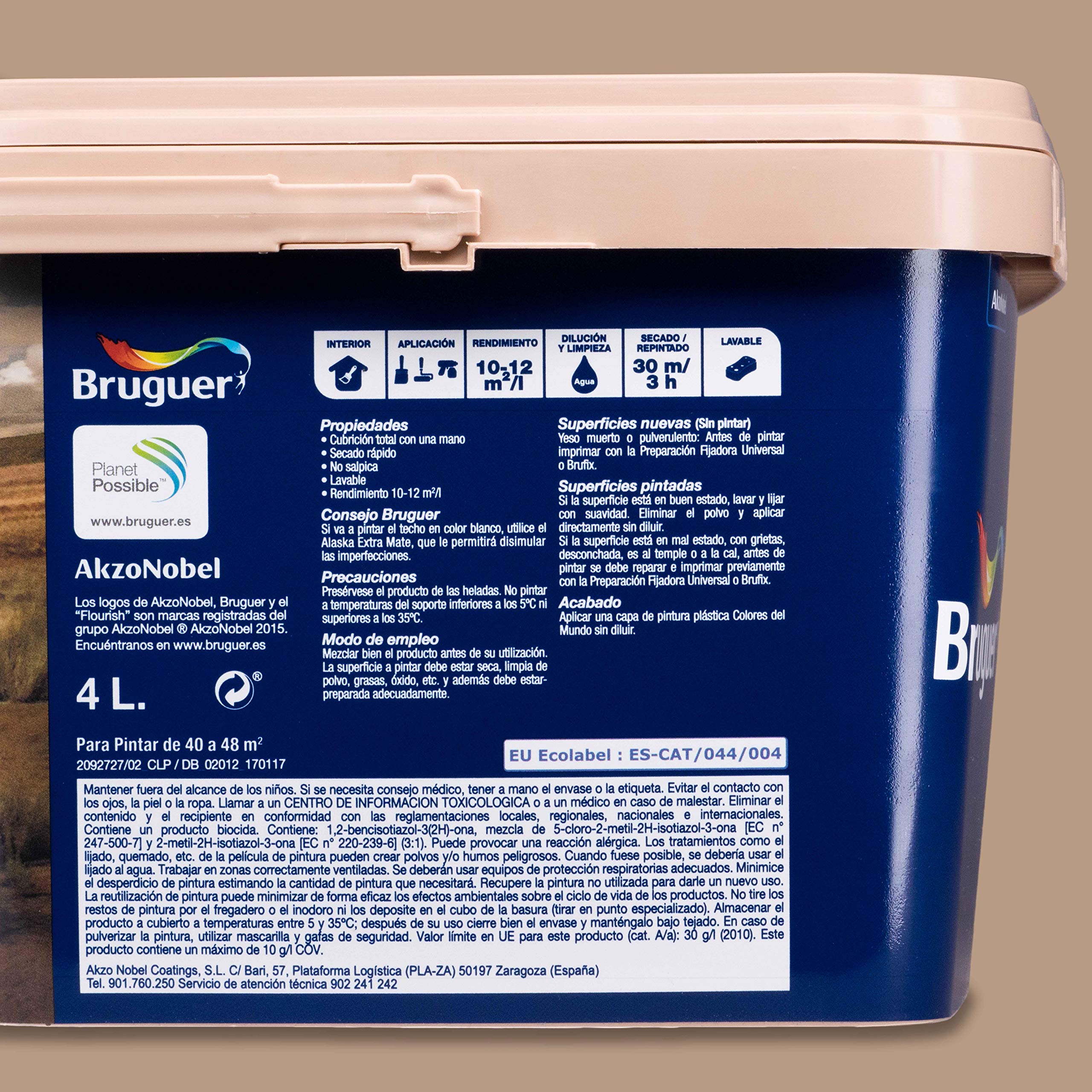 Bruguer Colores del Mundo Pintura para paredes monocapa Kenia Marrón Natural 4 L