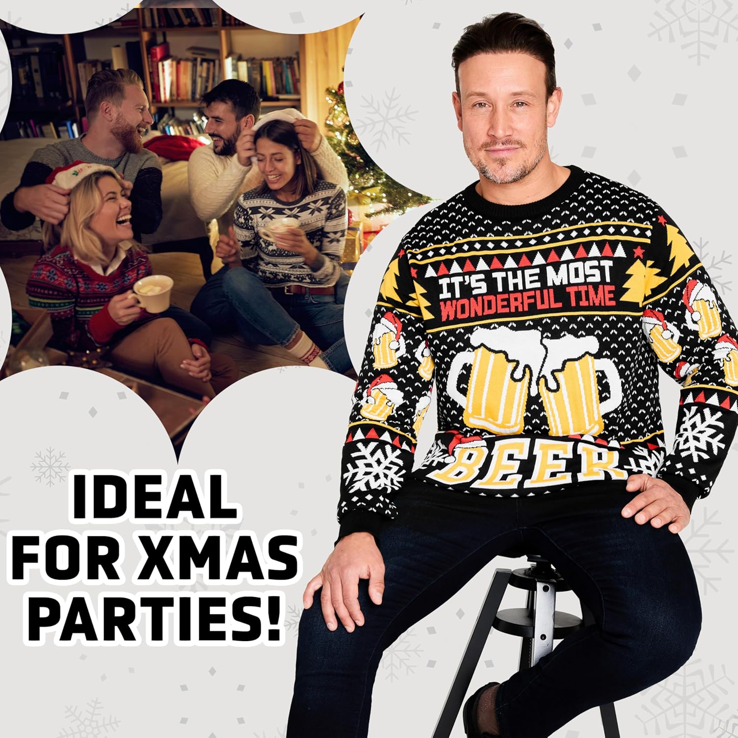 Get Trend Ugly Christmas Sweater Women Men, Funny Christmas Sweater with Long Sleeves Crew Neck Pullover, Gifts for Women Men - Image 2