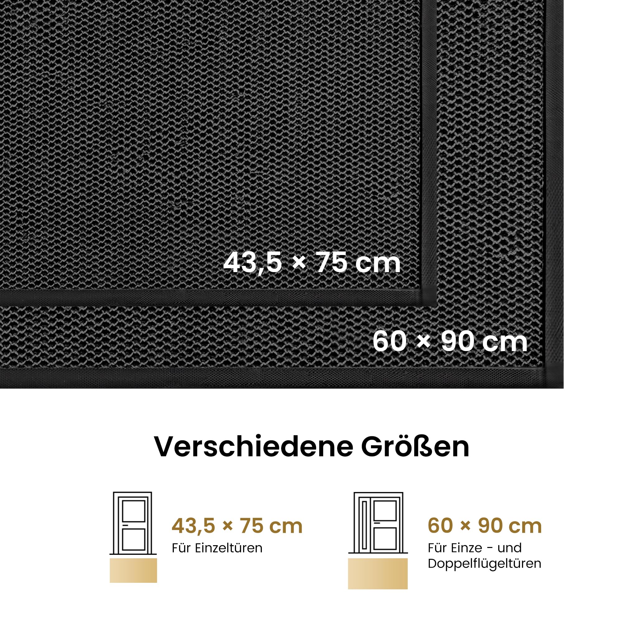 Fußmatte Außen rutschfest 60x90cm, Abtreter Fussmatte Aussen wetterfest Schmutzfangmatte waschbar Türmatte Outdoor, Eingangsteppich Draußen Fußabtreter für Innen, Außen, Haustür, Dunkelgrau