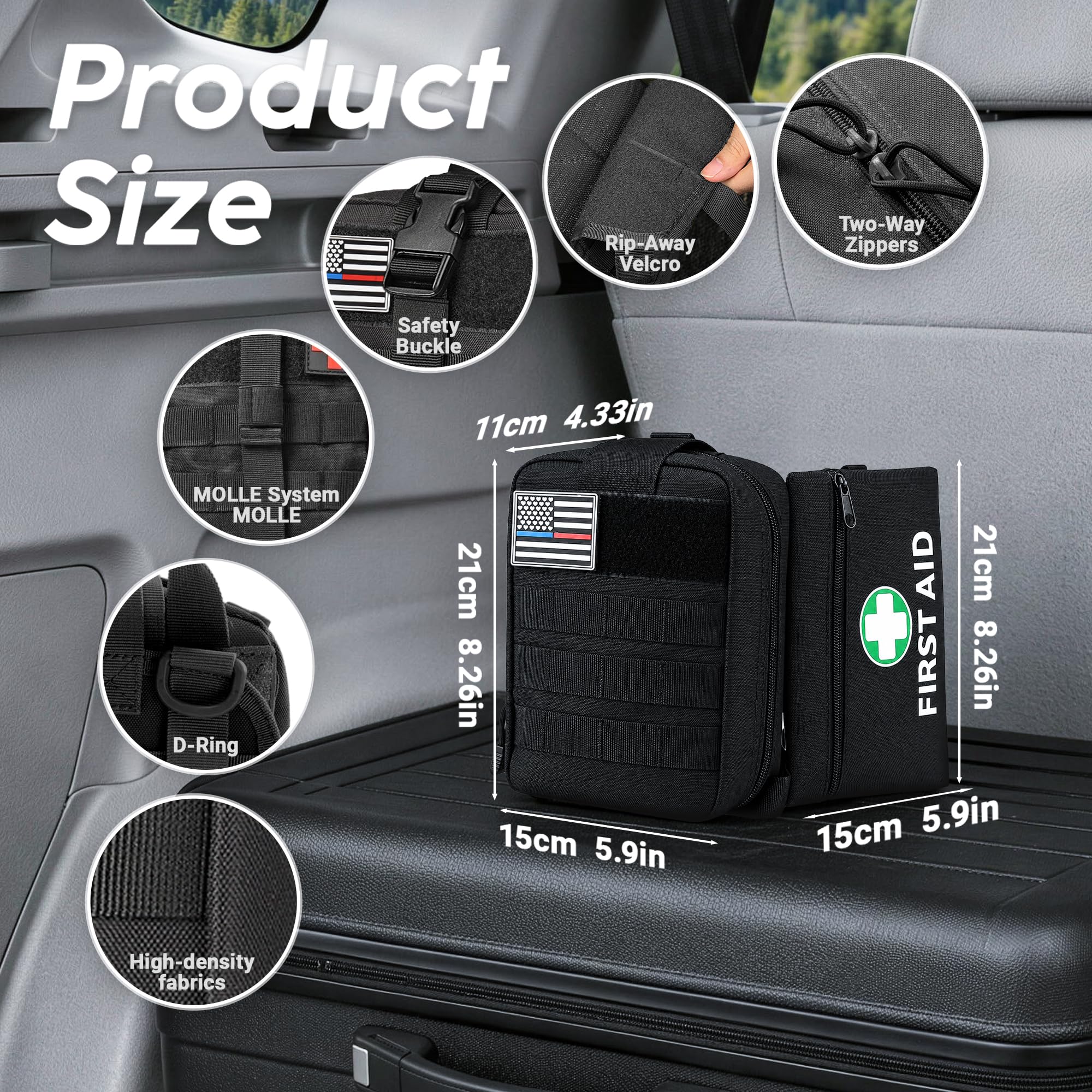 IFAK Trauma Kit with Tourniquet,Israeli-Style Bandage, Splint, Tactical First Aid Kit for Car, Camping, Hiking and Travel with Molle Bag (66 Pack) — Amazon image 4