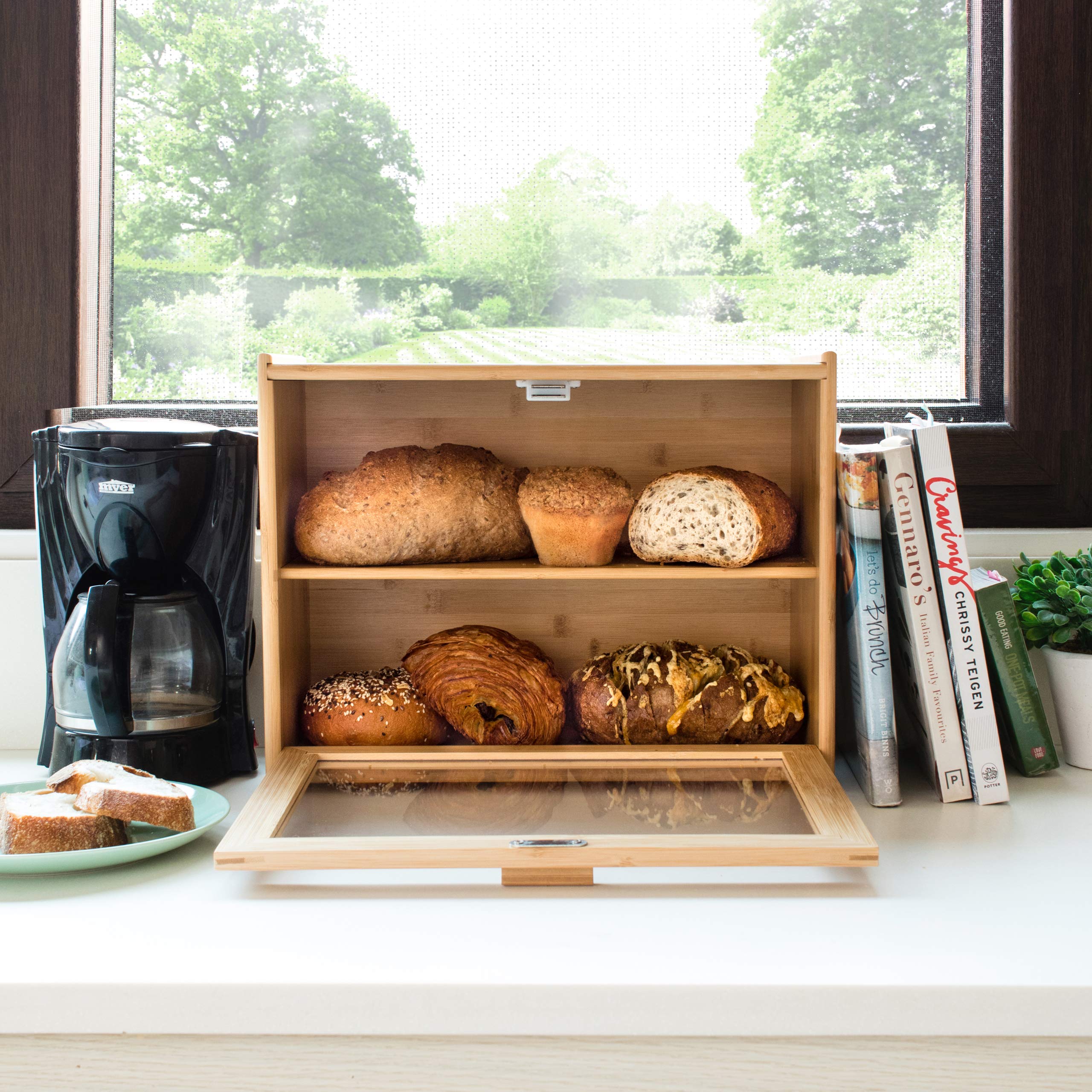 Amazon.co.jp: Laura's Green Kitchen 大型ブレッドボックス - 竹製