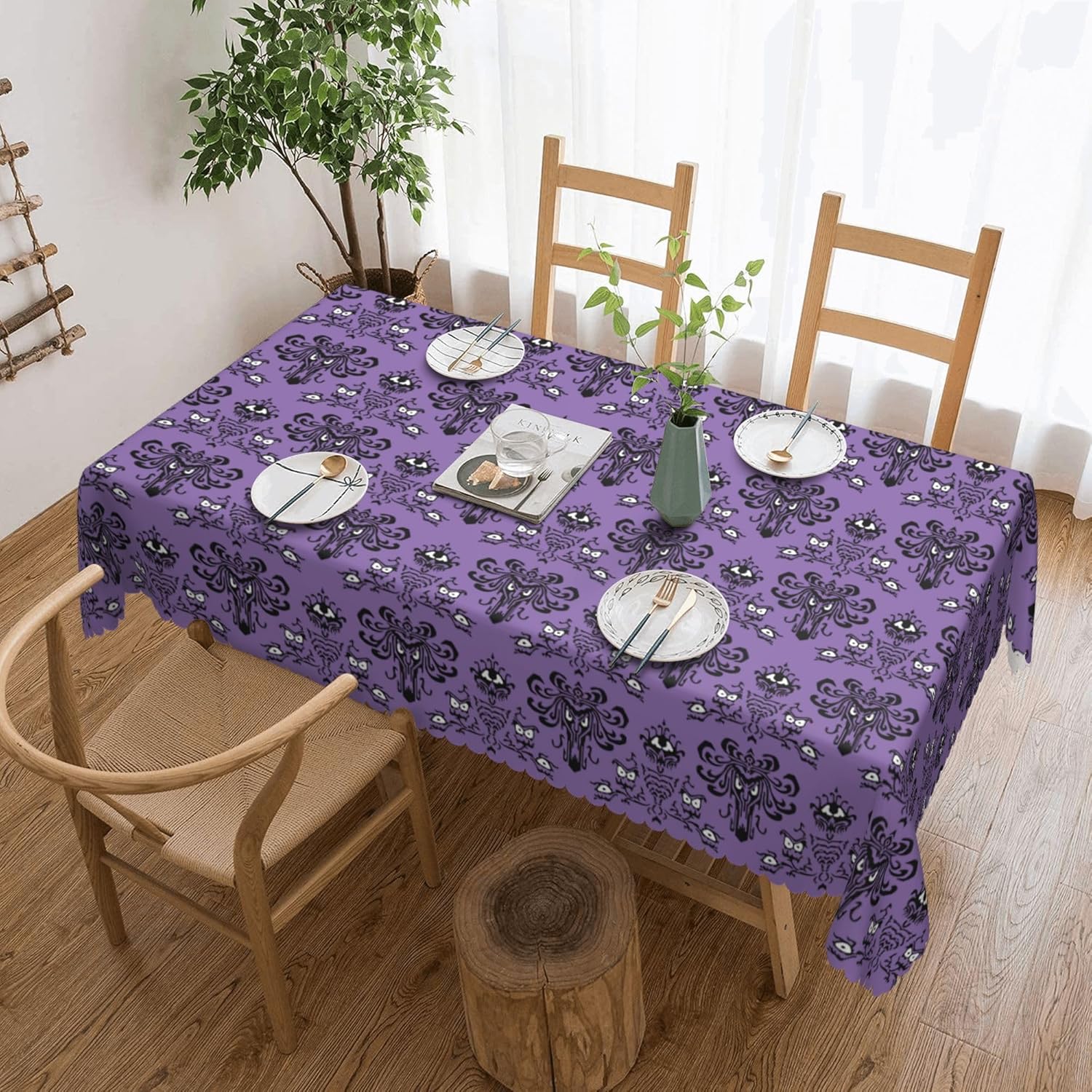 Haunted The Mansion Square Tablecloth (54x72in) - Water Resistant, Spill-Proof & Washable Polyester Table Cover - Versatile Decorative Fabric Ideal for Dining, Parties, Buffets & Camping