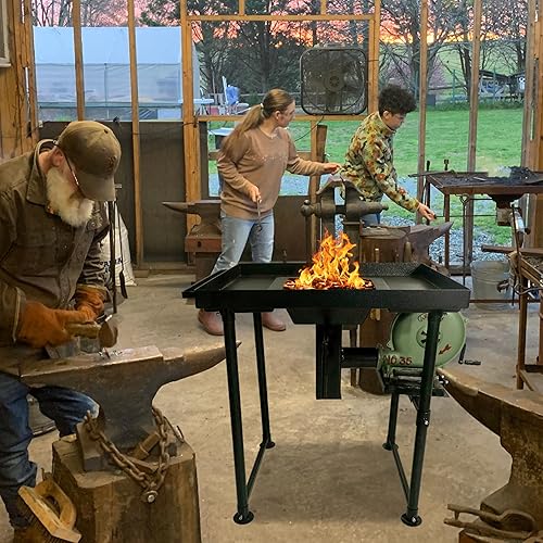 Miniatura 9 de SIMOND STORE Soplador de forja de herrería de manivela, carcasa de aluminio fundido de 11 pulgadas, soplador manual resistente para herrero,