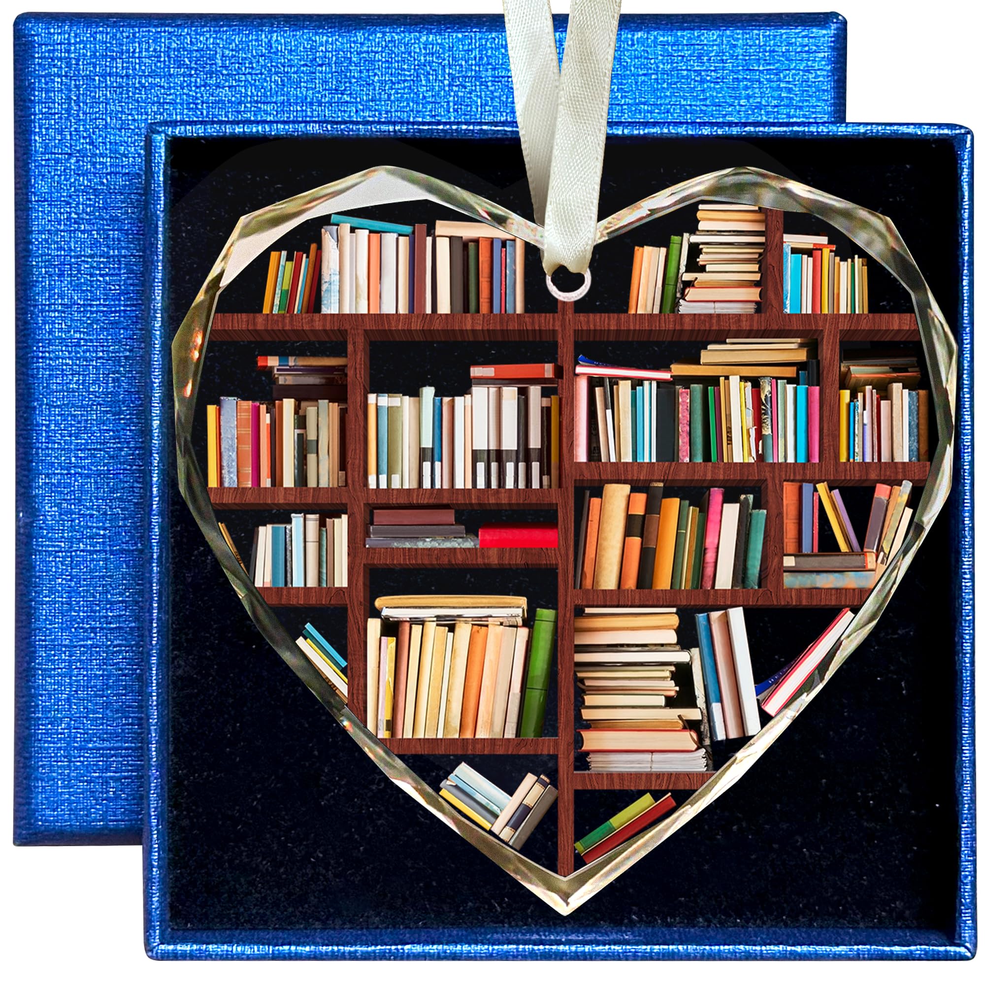 Book Lovers Gifts - Gifts for Book Lovers - Gift for Reading Lover Women, Gift for Readers and Books Lover - Reading Books Worm Club Ideas - Glass Hanging Ornament