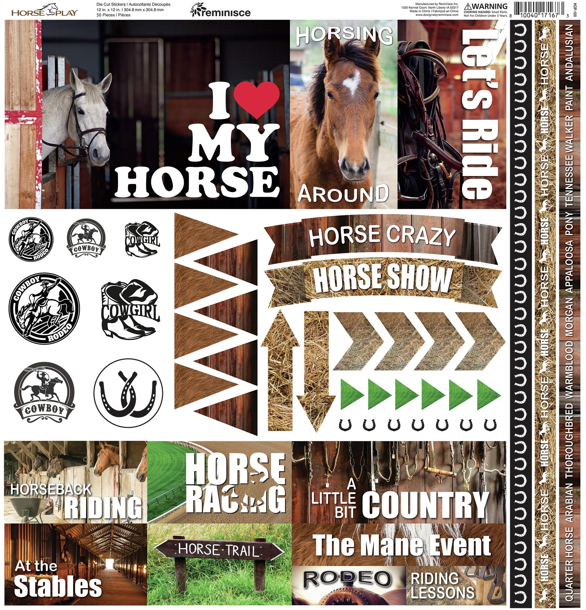 Stickers Horseplay Reminisce 12x12 pour scrapbooking équestre