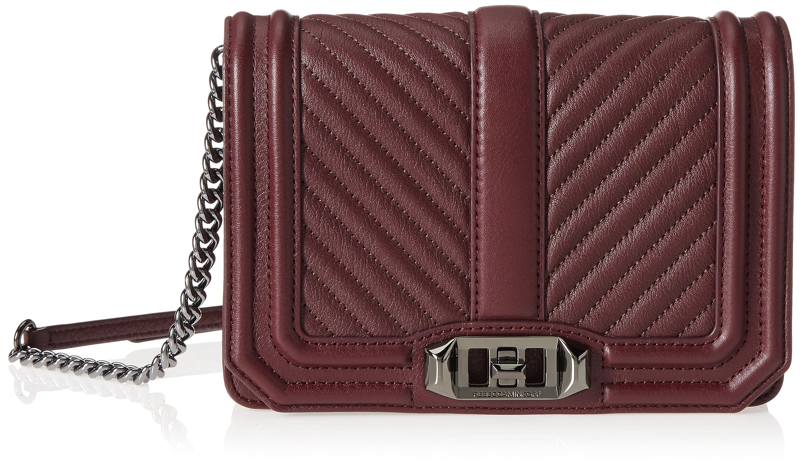 Rebecca Minkoff Chevron Quilted Love Crossbody, Garnet/Gunmetal