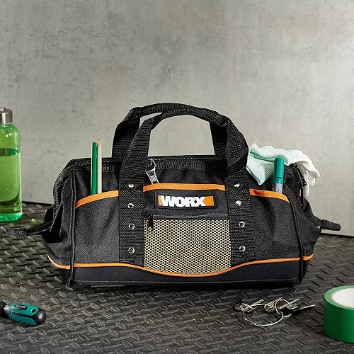 WORX WA0076 - Cassetta degli attrezzi in semplice nero con doppia maniglia, per riporre comodamente la borsa degli attrezzi senza attrezzi - 5