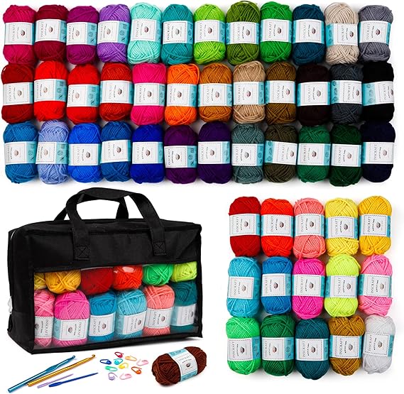 Inscraft 52 Acrylic Yarn Skeins, 1820 Yards 52 Colors