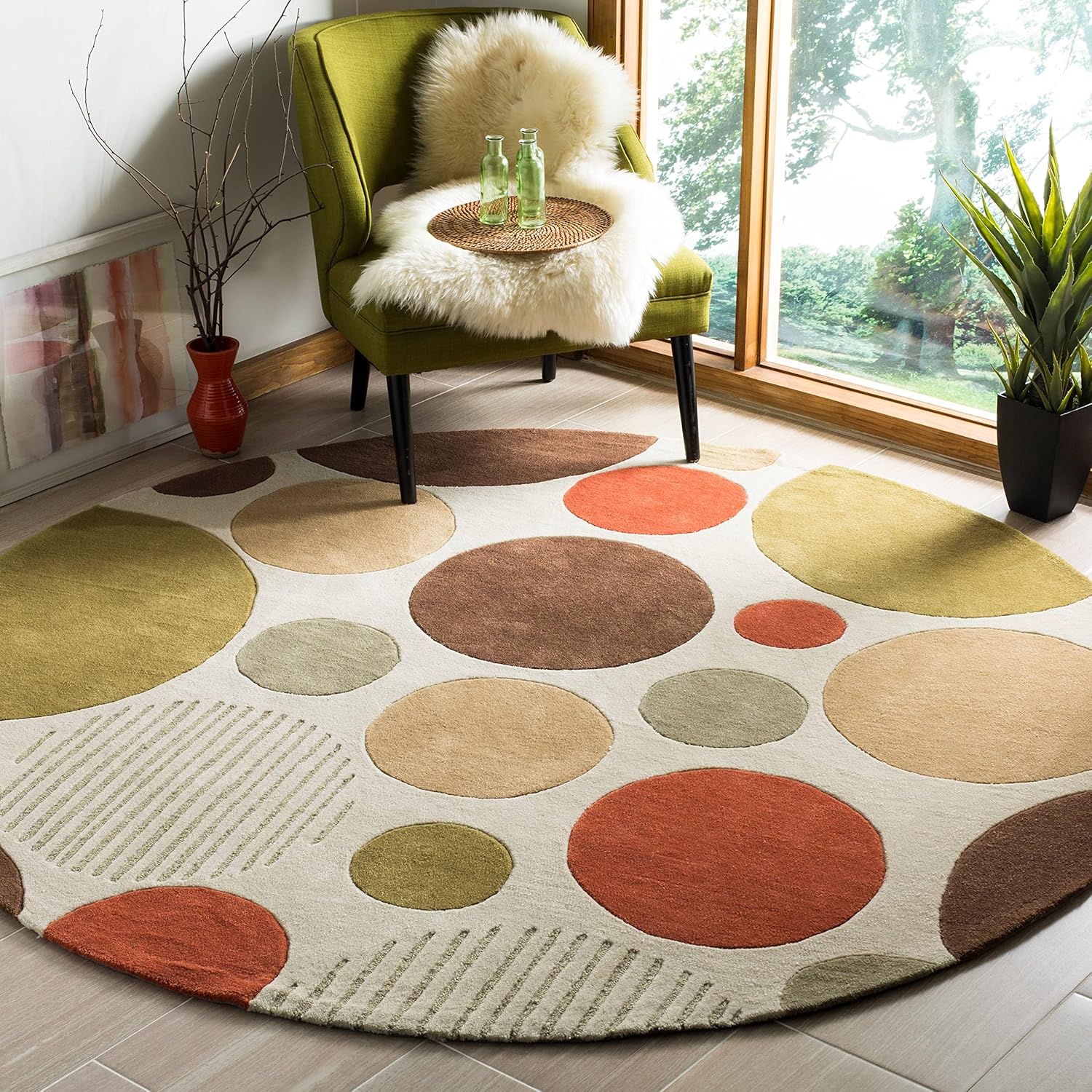 SAFAVIEH Modern Art Collection 2'6" x 12' IvoryMulti MDA615A Handmade Dots Runner Rug