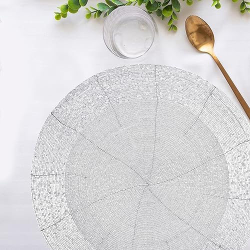 Miniatura 6 de Light & Pro Manteles individuales con cuentas para mesa de comedor, rústico de granja hechos a mano, con purpurina, cargador para Navidad, Pascua,