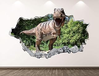 Dinosaur Tyrannosaurus Wall Decal Art Decor 3D Smashed Animal Sticker Poster Kids Room Mural Custom Gift BL174 (30