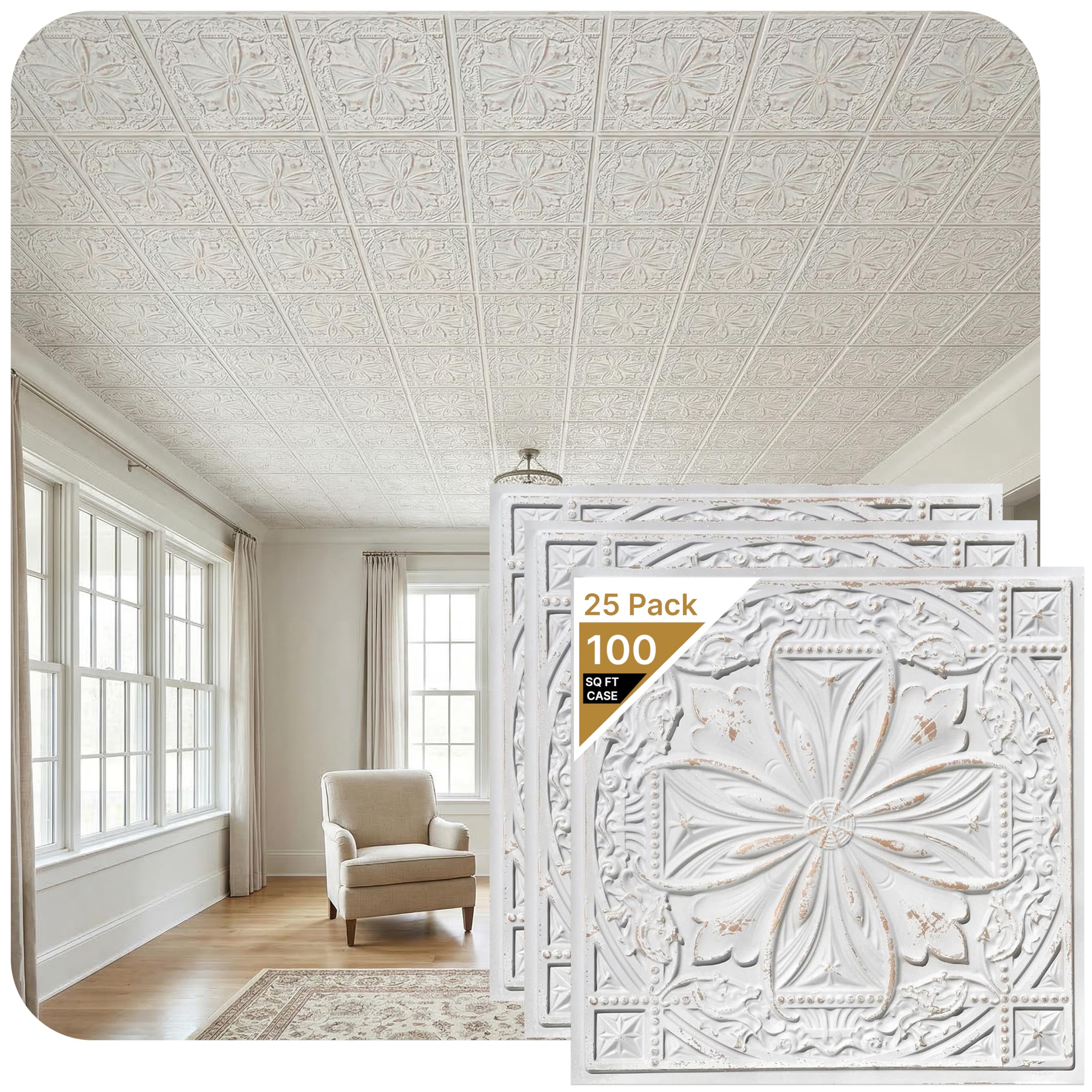 Dalle de plafond Milan masquer un plafond abîmé avec le modèle DCT10at taupe