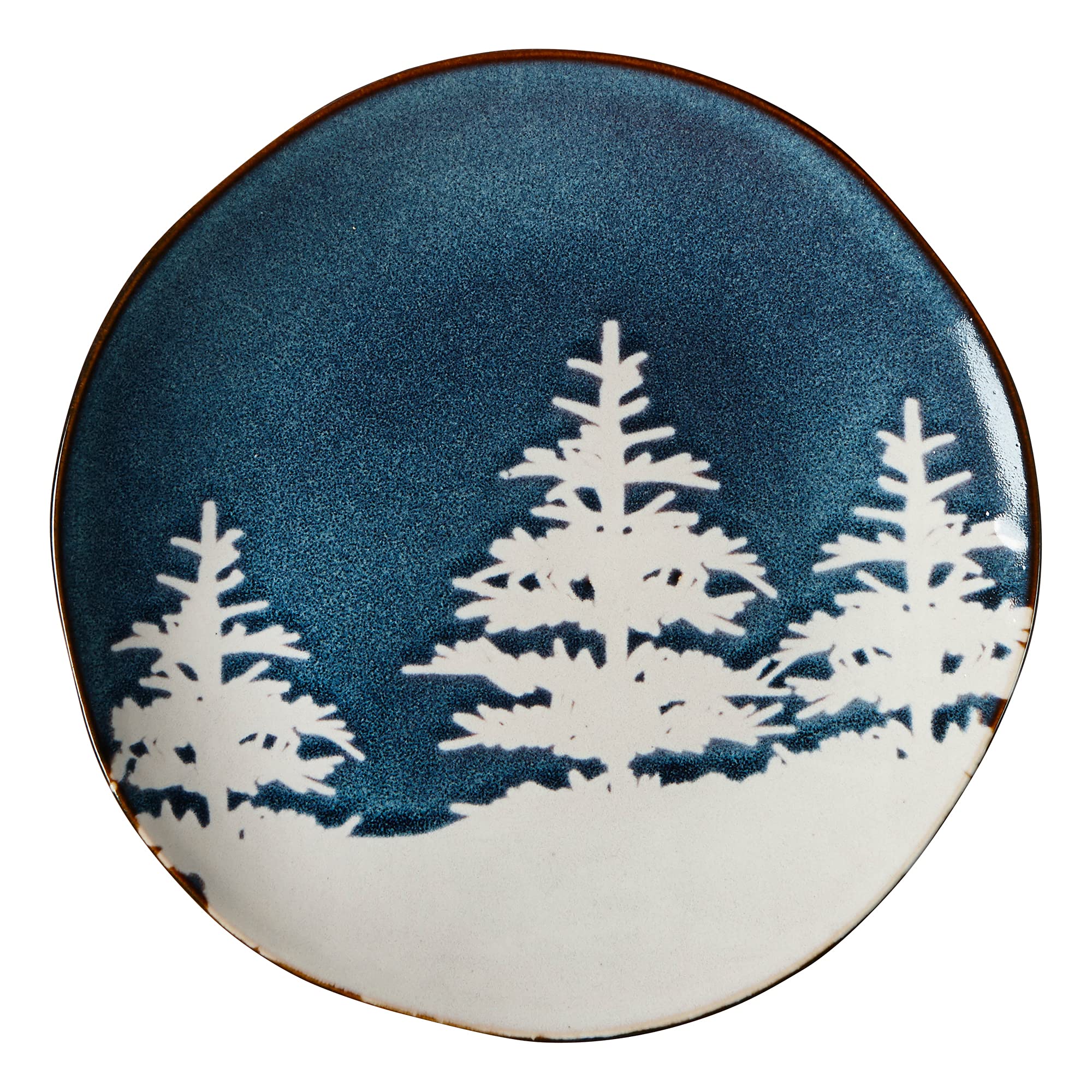 TAG 7.75" Forest with Trees Stoneware Ceramic Appetizer Plate Blue