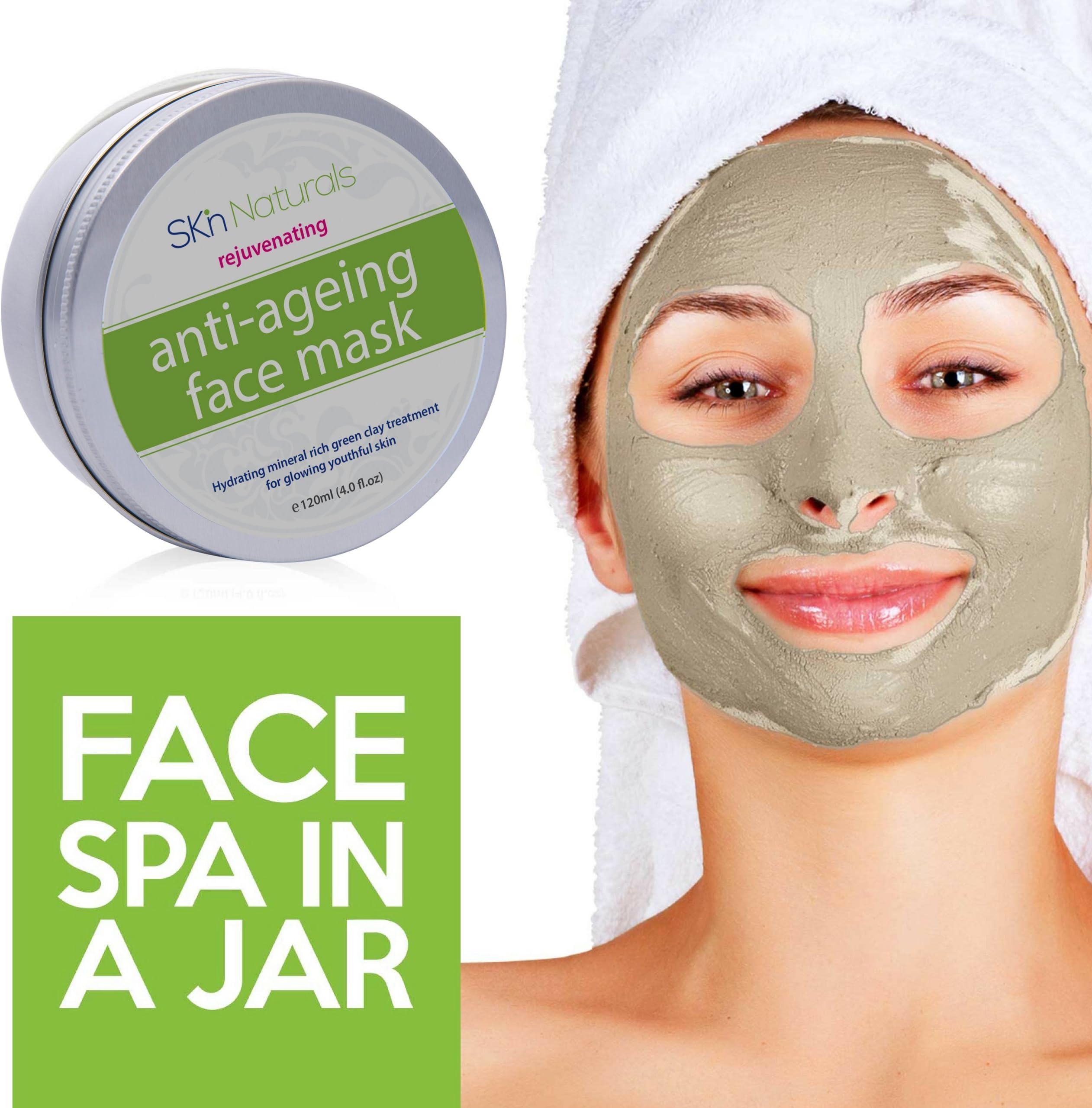 Clay Face Mask for Reducing Fine Lines & Wrinkles - 100% Natural Facial Mask with Collagen - Hydrating, Moisturising & Pore Reducing for Dry or Ageing Skin - Face Mask for Women, Men & All Skin Types