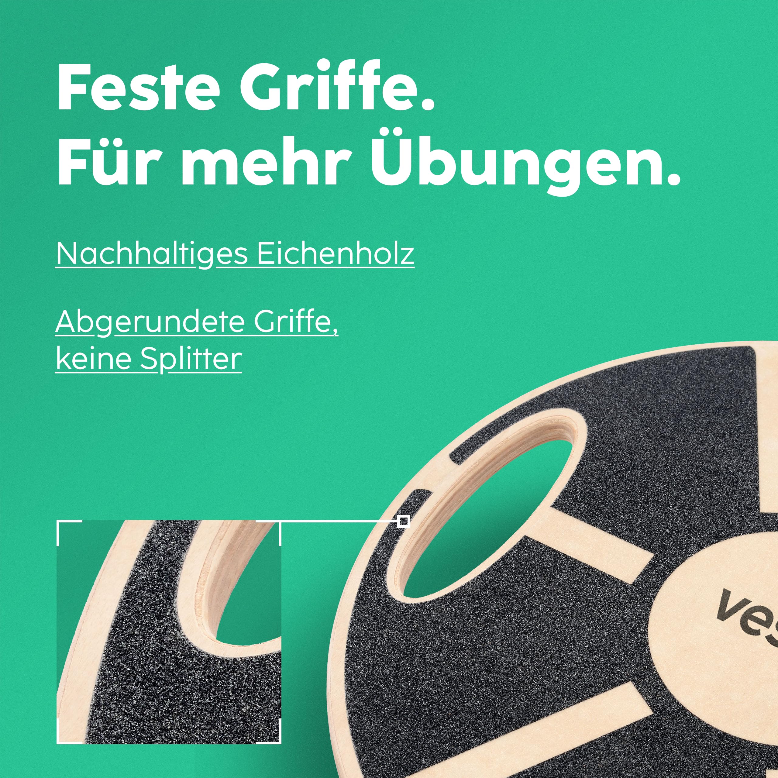 Vesta+ Balance Board Holz + Fitness App, Balanceboard aus nachhaltigem Eichenholz - Der Balance Board Testsieger für das Plus in Deinem Workout, Wackelbrett Balance Board, Therapiekreisel
