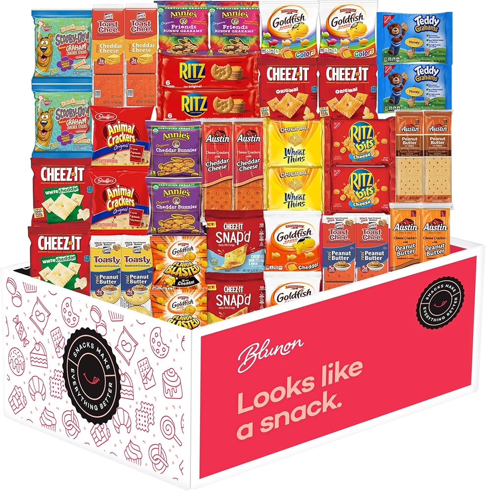 Crackers Variety Pack - Individually Wrapped Assortment - Sampler Bulk Care Package Gift Box - Snack Pack (40 Count)