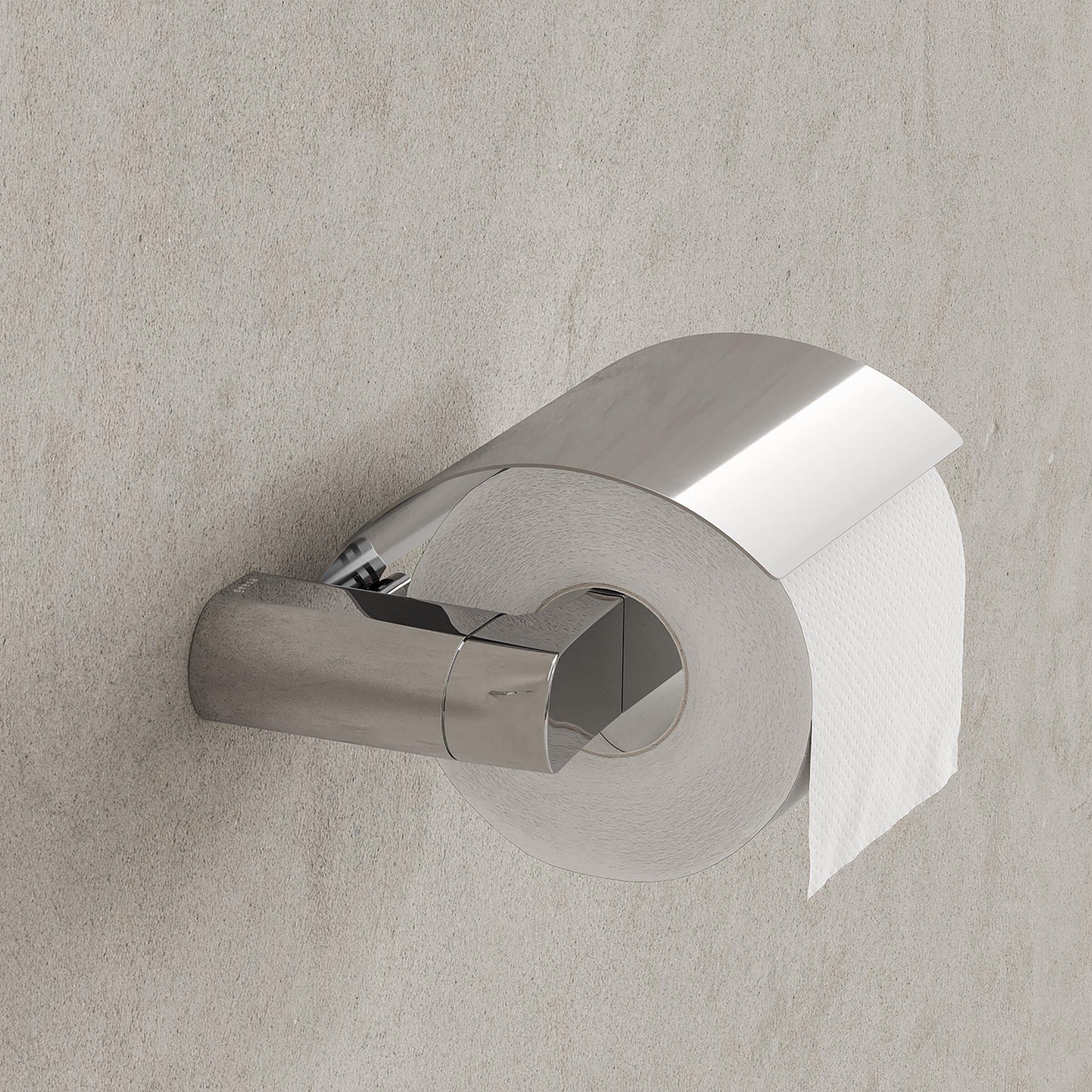 Geesa Wynk Toilettenpapierhalter mit Deckel, Toilettenrollenhalter Ausführung Rechts, Farbe: Chrom, 174 x 50 x 133 mm