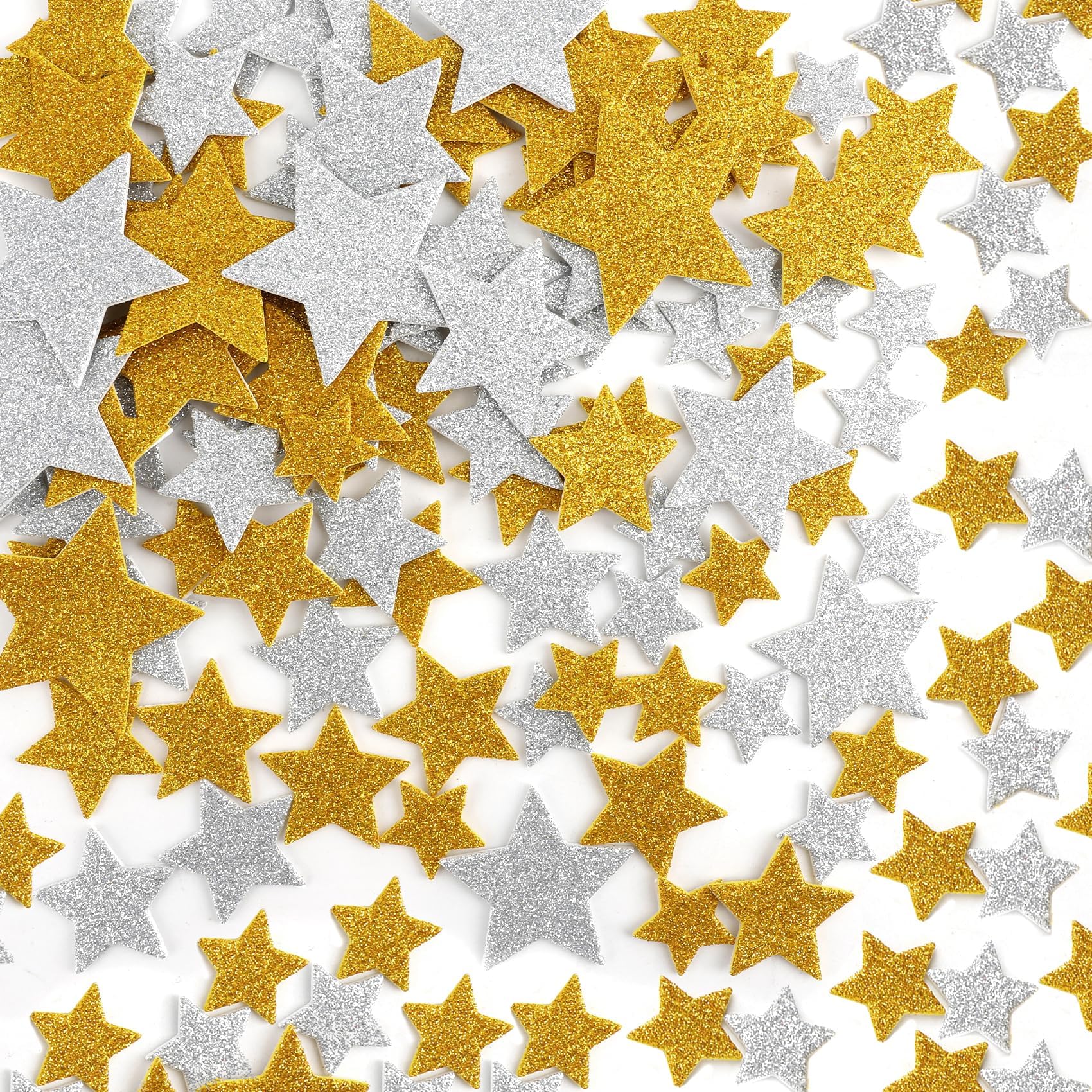 Gold and Silver Glitter Star Foam Stickers,200PCS Foam Star Stickers,Gold & Silver Glitter Stars,Star Stickers,Gold Star Stickers,Star Foam Stickers,Star Stickers for Reward Chart,Gold Stickers