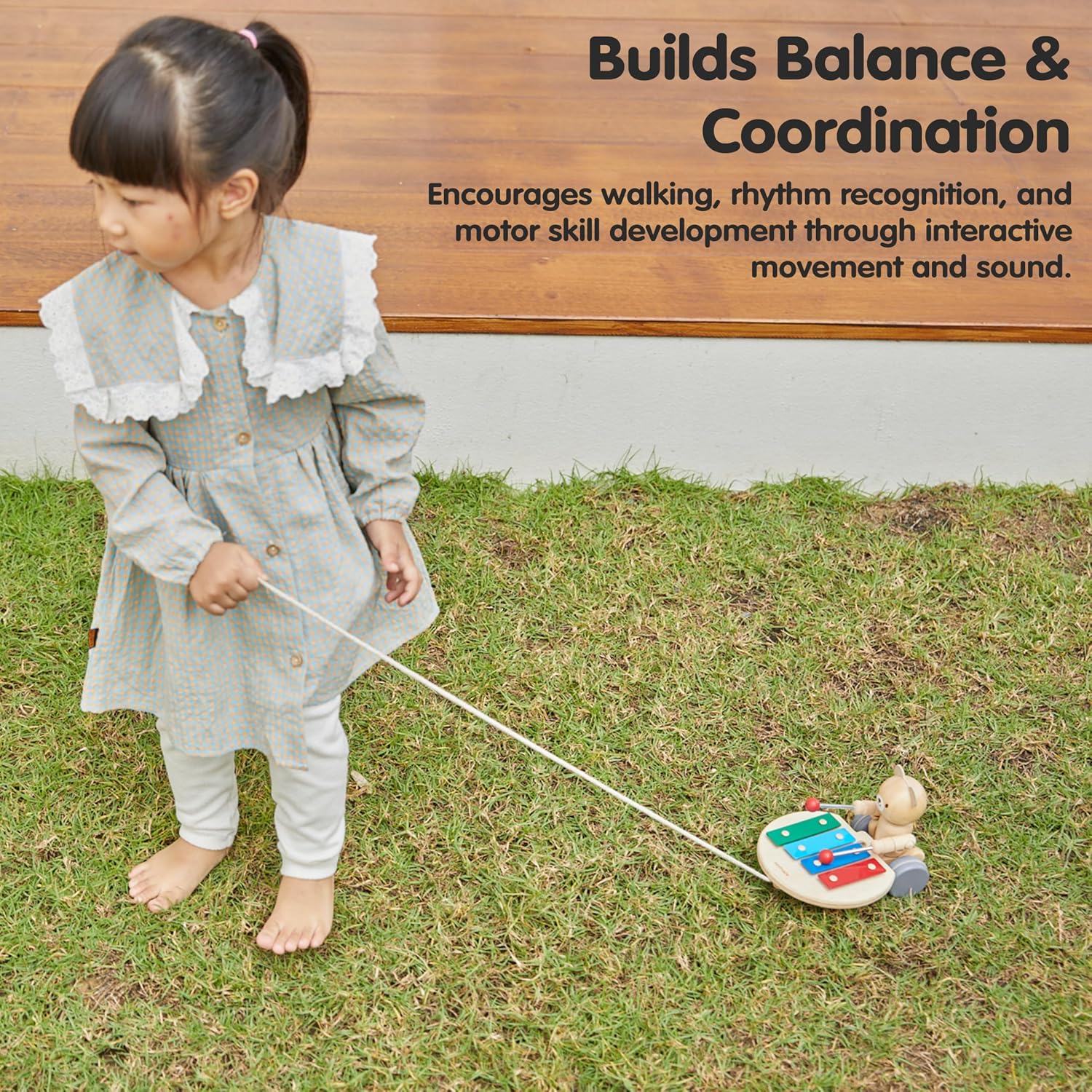 PlanToys Pull-Along Musical Bear (5271)