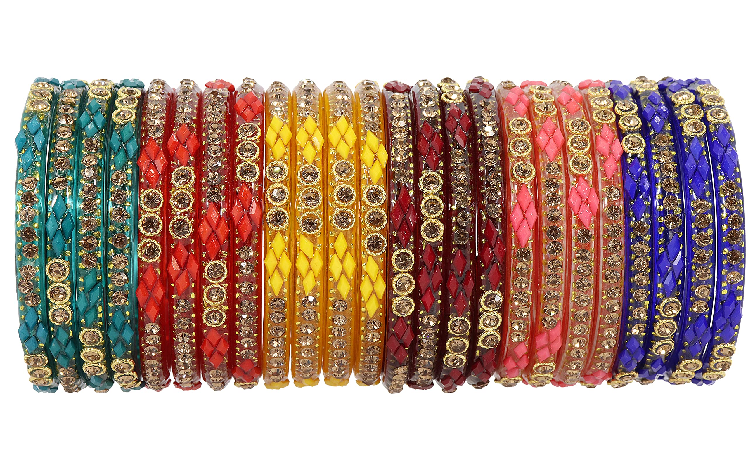 NMII Glossy Finished Glass Bangles Set Studded with Zircon Gemstone and Beads For Women and Girls (B0BNXNGDR7) Amazon Price History, Amazon Price Tracker