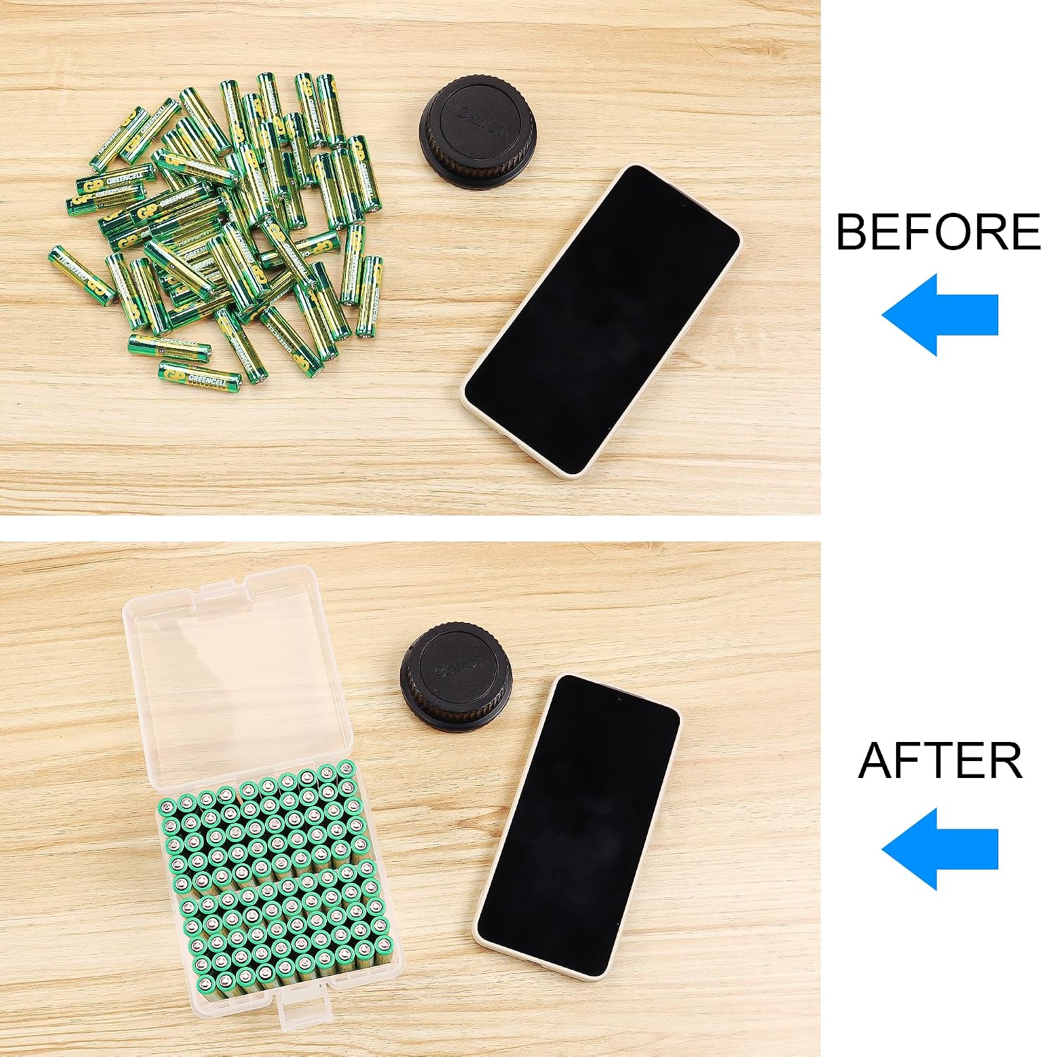 Battery Holder Storage Box,AAA Batteries Portable Organizer Box Holds 100 AAA Batteries,Insulative Plastic Clear Color