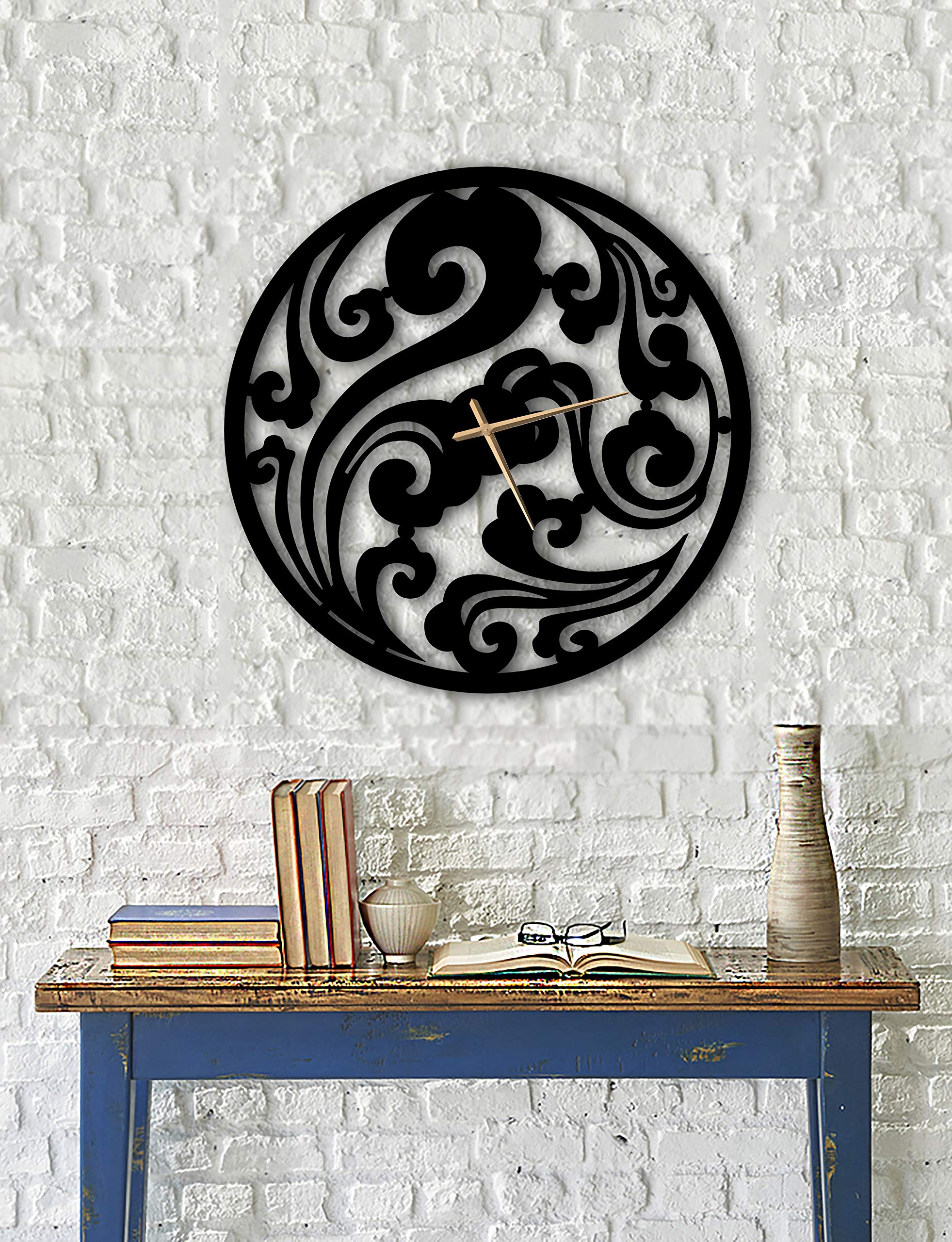 Figura – Reloj de pared de metal con diseño único – Decoración de pared de metal para el hogar u oficina, moderno movimiento industrial silencioso (50 x 50 cm)