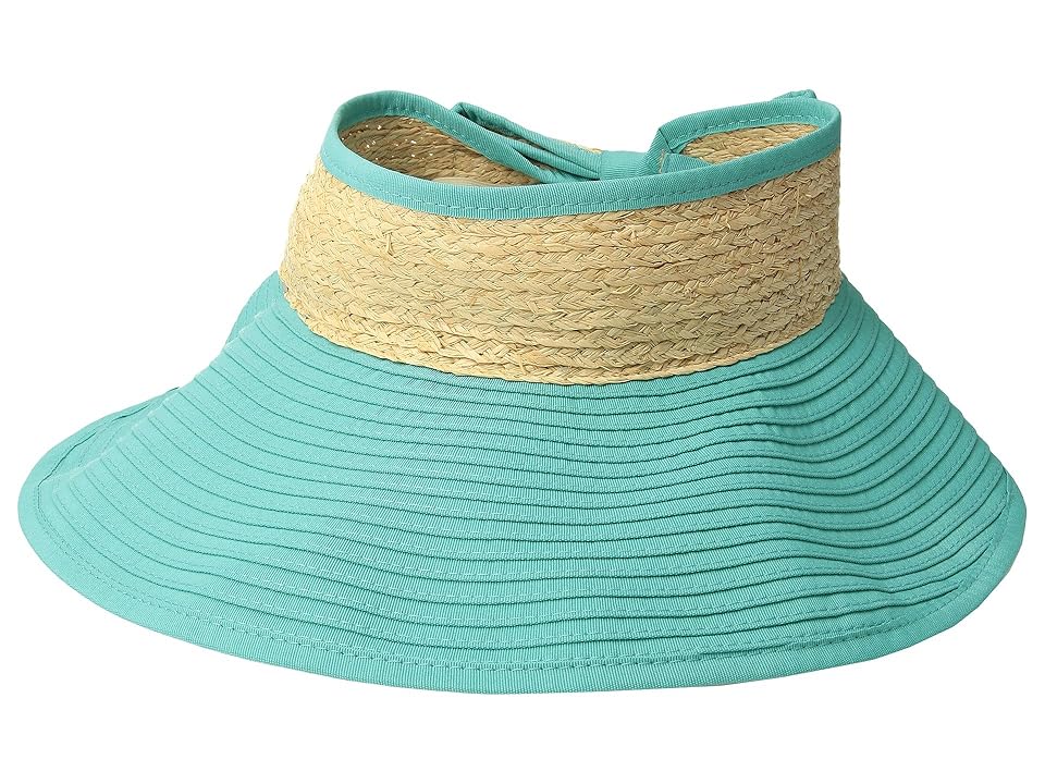 

San Diego Hat Company RBV001OS Ribbon Visor w/ Adjustable Raffia Bow Closure (Turquoise) Caps, Blue