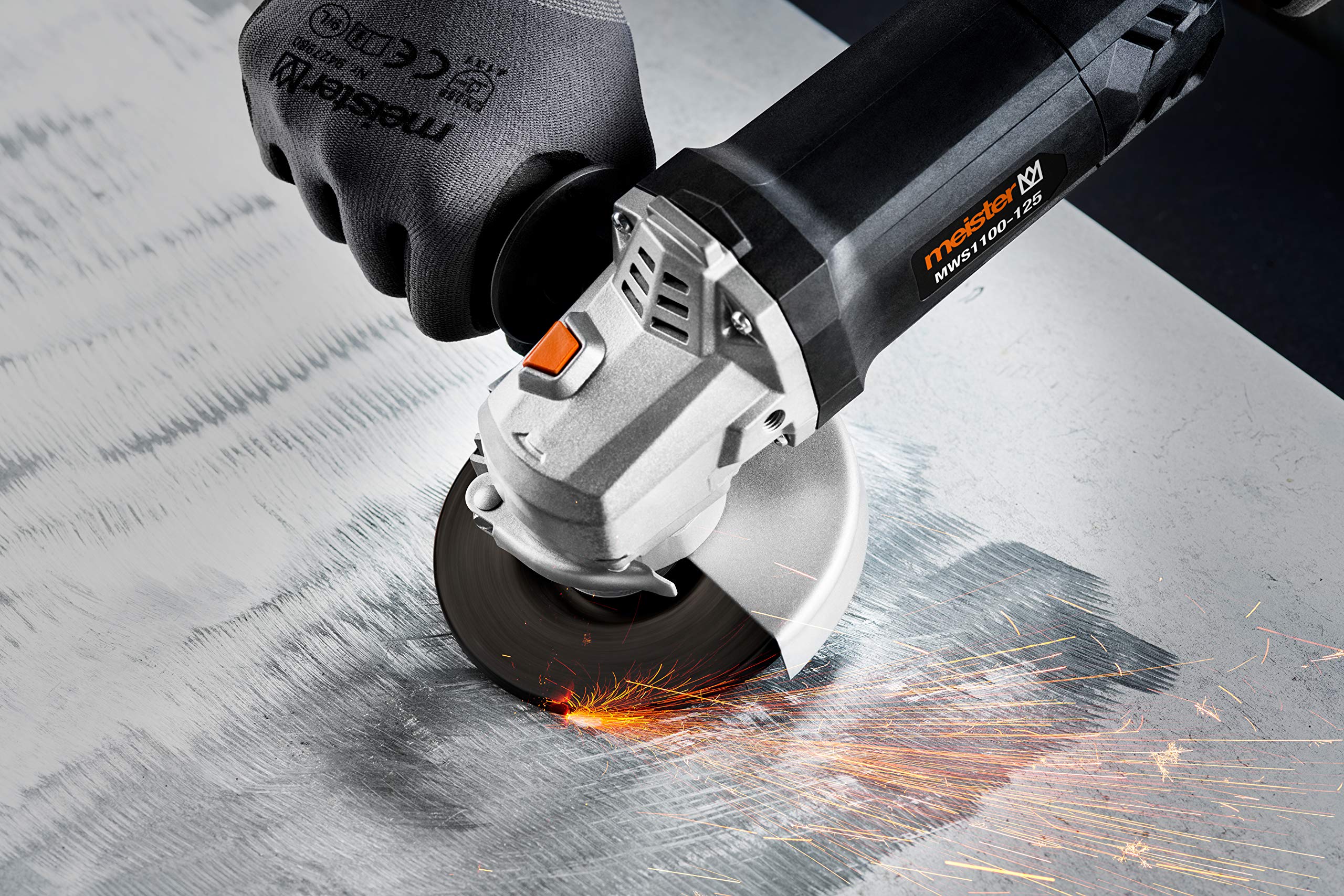 MEISTER Meuleuse dangle 1100 W - Pour disques O 125 mm - Poignee lateral a 3 positions - Vitesse de rotation: 12.000 1/min