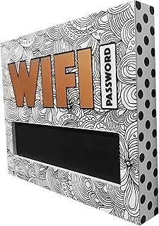 Wood Wi-Fi Decor Sign with Chalkboard, 11" L x 9" W x 1.5" H, White/Black/Gold